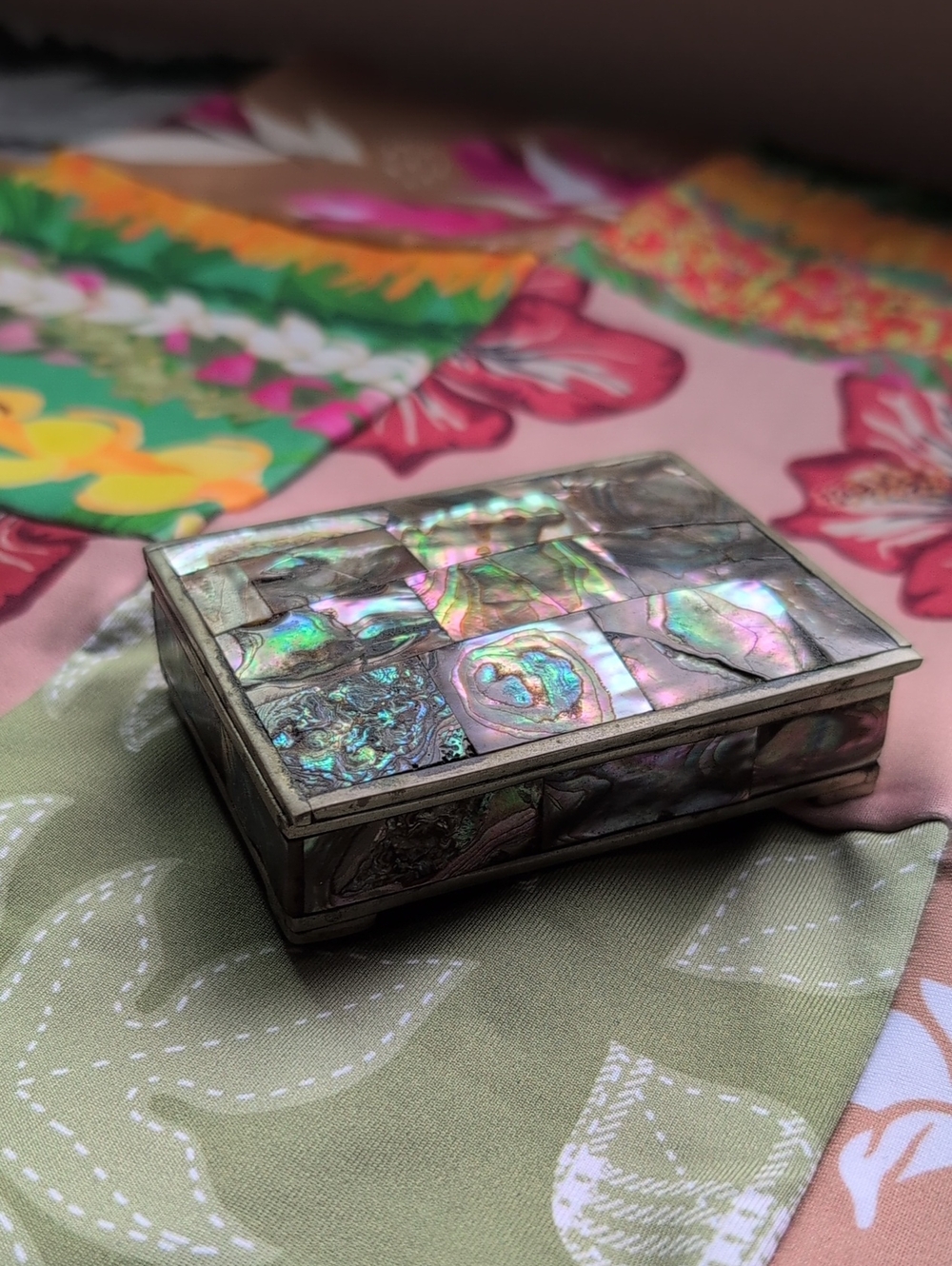 1950s Silver Mexican Trinket Box 3 x 2.5